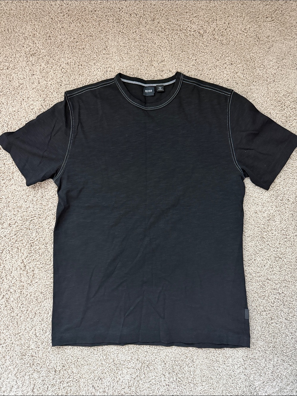 Boss Black Short Sleeve Crewneck T-Shirt with Contrast Stitching